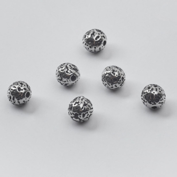 Kulki we wzorki ze stali chirurgicznej do męskich bransoletek w kolorze srebrnym 8mm