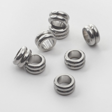 Przekładka podwójna oponka ze stali chirurgicznej do męskich bransoletek w kolorze srebrnym 5x10mm