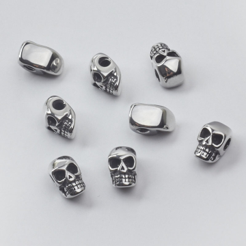 Koralik czaszka do męskich bransoletek ze stali chirurgicznej w kolorze srebrnym 13x7mm