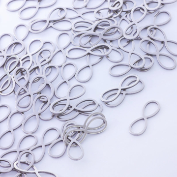 Baza geometryczna ze stali chirurgicznej znak nieskończoności w kolorze srebrnym 21x7mm