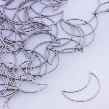 Baza geometryczna ze stali chirurgicznej księżyc w kolorze srebrnym 25x18mm