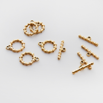 Zapięcie toggle ze stali chirurgicznej nawijane w kolorze złotym 16mm PVD