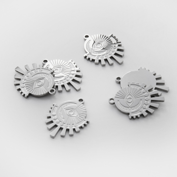 Zawieszka ze stali chirurgicznej oko proroka z księżycem w kolorze srebrnym 24,5mm