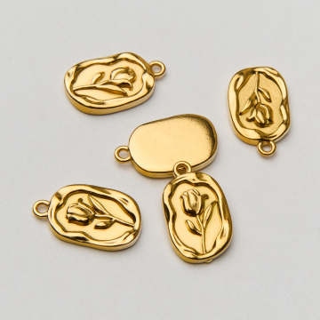 Zawieszka ze stali chirurgicznej tulipan w kolorze złotym 20mm PVD