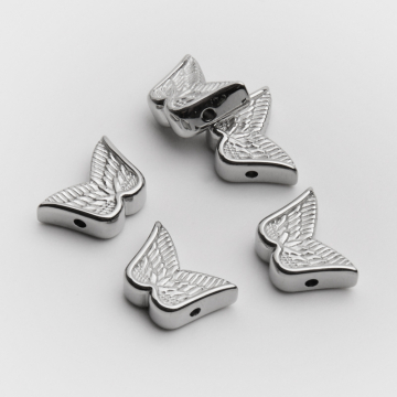 Koralik ze stali chirurgicznej skrzydełka w kolorze srebrnym 13mm