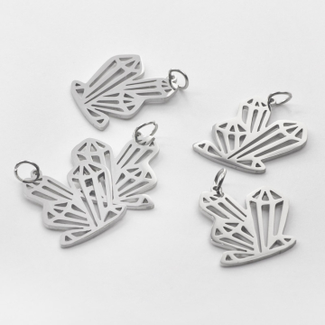 Zawieszka ze stali szlachetnej kryształy mocy w kolorze srebrnym 21mm