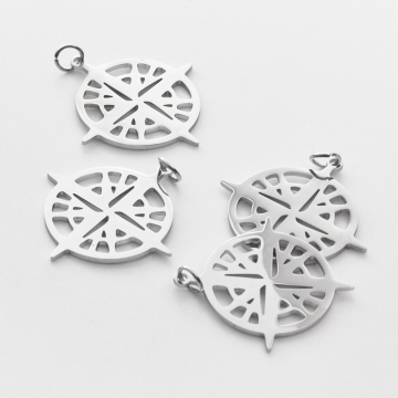 Zawieszka ze stali szlachetnej róża wiatrów do naszyjników 27mm