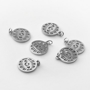 Zawieszka ze stali chirurgicznej oko proroka w kolorze srebrnym 14mm