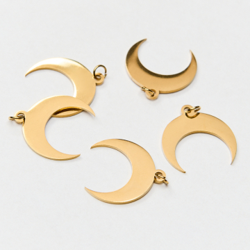 Zawieszka ze stali chirurgicznej róg obfitości gładki w kolorze złotym 18,5mm PVD