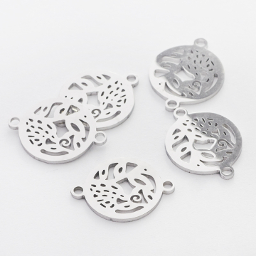 Łącznik ze stali chirurgicznej kwietna łąka w kolorze srebrnym 19,5mm