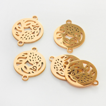 Łącznik ze stali chirurgicznej kwietna łąka w kolorze złotym 19,5mm