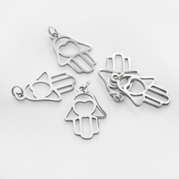 Zawieszka ze stali chirurgicznej ręka fatimy wycięta do naszyjników w kolorze srebrnym 23,5mm