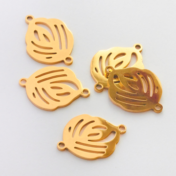 Łącznik ze stali chirurgicznej listek w kolorze złotym 19mm