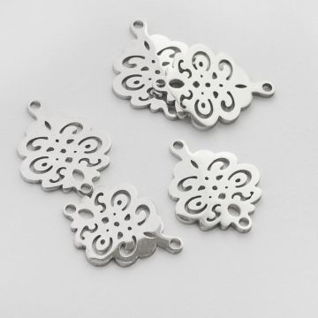 Łącznik ze stali chirurgicznej ażurowy w kolorze srebrnym 19,5mm