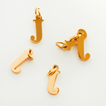 Zawieszka ze stali szlachetnej literka J w kolorze złotym 10mm