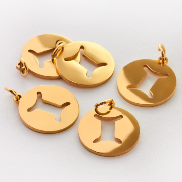 Zawieszka ze stali szlachetnej znak zodiaku Bliźnięta w kolorze złotym 15mm