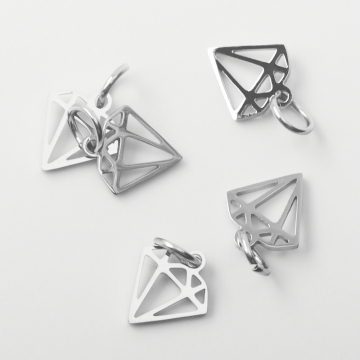 Zawieszka ze stali chirurgicznej diamencik w kolorze srebrnym 9,5mm