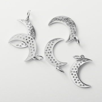 Zawieszka ze stali szlachetnej księżyc w kolorze srebrnym 14mm