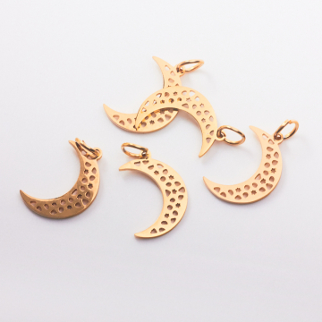 Zawieszka ze stali szlachetnej księżyc w kolorze złotym 14mm