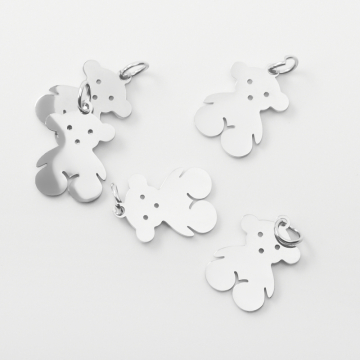 Zawieszka stali chirurgicznej miś w kolorze srebrnym 16,5mm