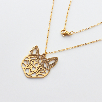 Naszyjnik ze stali szlachetnej kotek origami w kolorze złotym 45cm