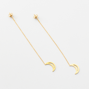 Kolczyki wiszące ze stali chirurgicznej księżyce w kolorze złotym 15cm