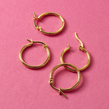 Kolczyki koła ze stali chirurgicznej w kolorze złotym 19mm