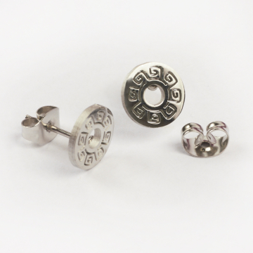 Kolczyki ze stali chirurgicznej kółko ażurowe w kolorze srebrnym 9mm