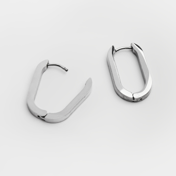 Kolczyki kajdanki ze stali chirurgicznej owale w kolorze srebrnym 20mm