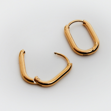 Kolczyki kajdanki ze stali szlachetnej owale okrągłe w kolorze złotym 15,5x10,5mm