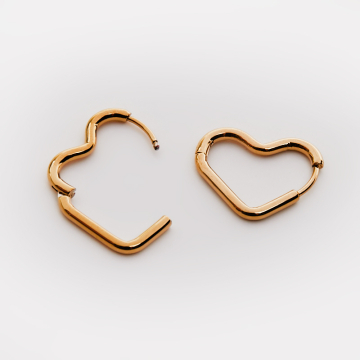 Kolczyki kajdanki ze stali szlachetnej serca okrągłe 1w kolorze złotym 0x17,5mm