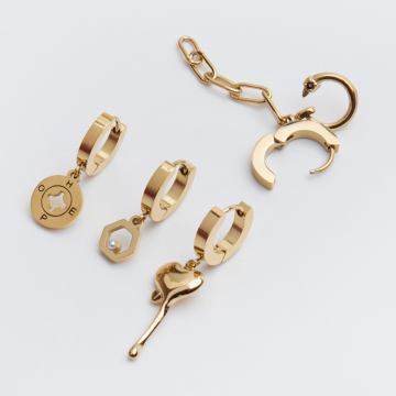 Zestaw kolczyków ze stali chirurgicznej mix w kolorze złotym  PVD