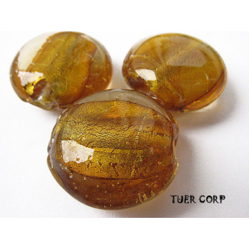 Szkło weneckie krążek złoty 15mm