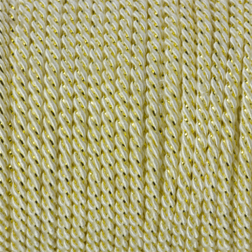 Sznurek kremowy skręcany ze złotą nicią 3mm