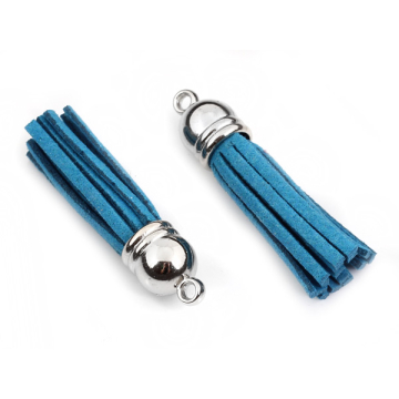 Chwost z rzemienia zamszowego w srebrnym okuciu morski 4cm Chwost z rzemienia zamszowego w srebrnym okuciu morski 4cm