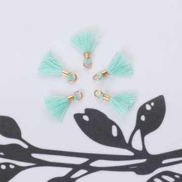 Mini chwosty w złotym okuciu miętowy 11mm