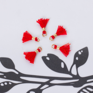 Mini chwosty w złotym okuciu czerwony 11mm