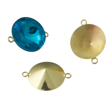 Baza do rivoli z dwoma oczkami kolor złoty 18mm