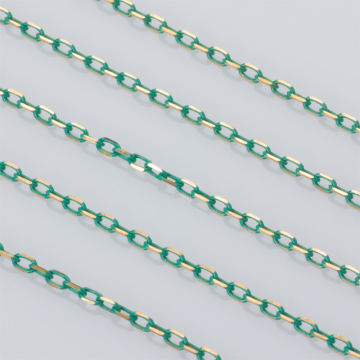 Łańcuszek ankier platerowany 3x2mm zielony