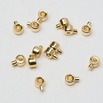 Zacisk w kształcie walca do wykończania nici, linek, sznureczków mosiądz pozłacany 14k Au585 0,8mm