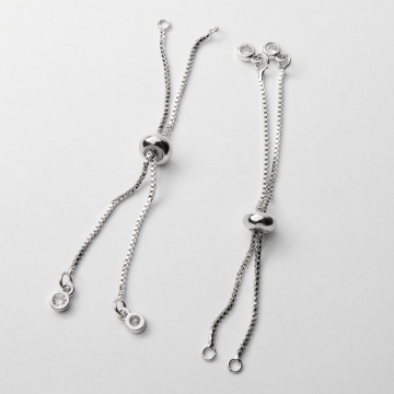 Baza bransoletki ze stoperem silikonowym z mosiądzu w kolorze srebrnym 7,5cm