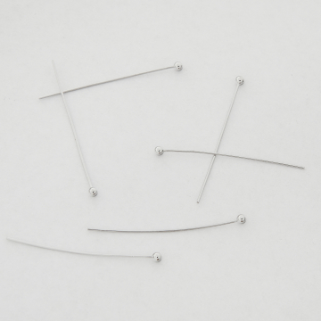 Szpilki z okrągłą główką z mosiądzu w kolorze srebrnym 30x0,5mm