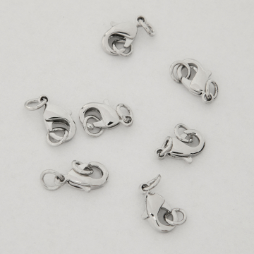 Zapięcie karabińczyk z kółeczkami z mosiądzu w kolorze srebrnym 10mm