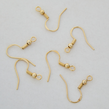 Bigle z kulką i sprężynką z mosiądzu w kolorze złotym 19,5mm