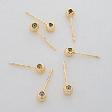 Sztyfty z kulka ze stoperem z mosiądzu w kolorze złotym 4mm