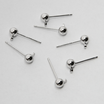 Sztyfty z kulką i podwieszeniem z mosiądzu w kolorze srebrnym 6mm