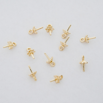 Krawatka typu cwerga do zawieszania koralików z mosiądzu w kolorze złotym 7,5x0,8mm