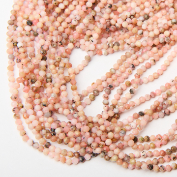 Opal różowy kulka fasetowana 3mm
