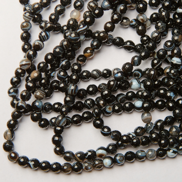 Czarny agat kulka fasetowana 6mm