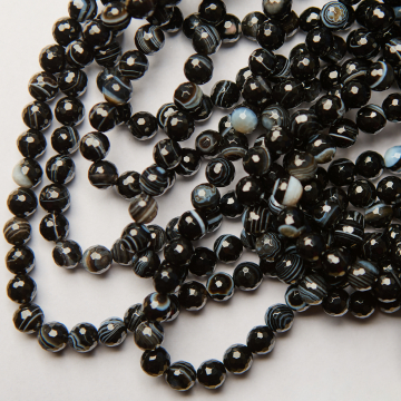 Czarny agat kulka fasetowana 8mm